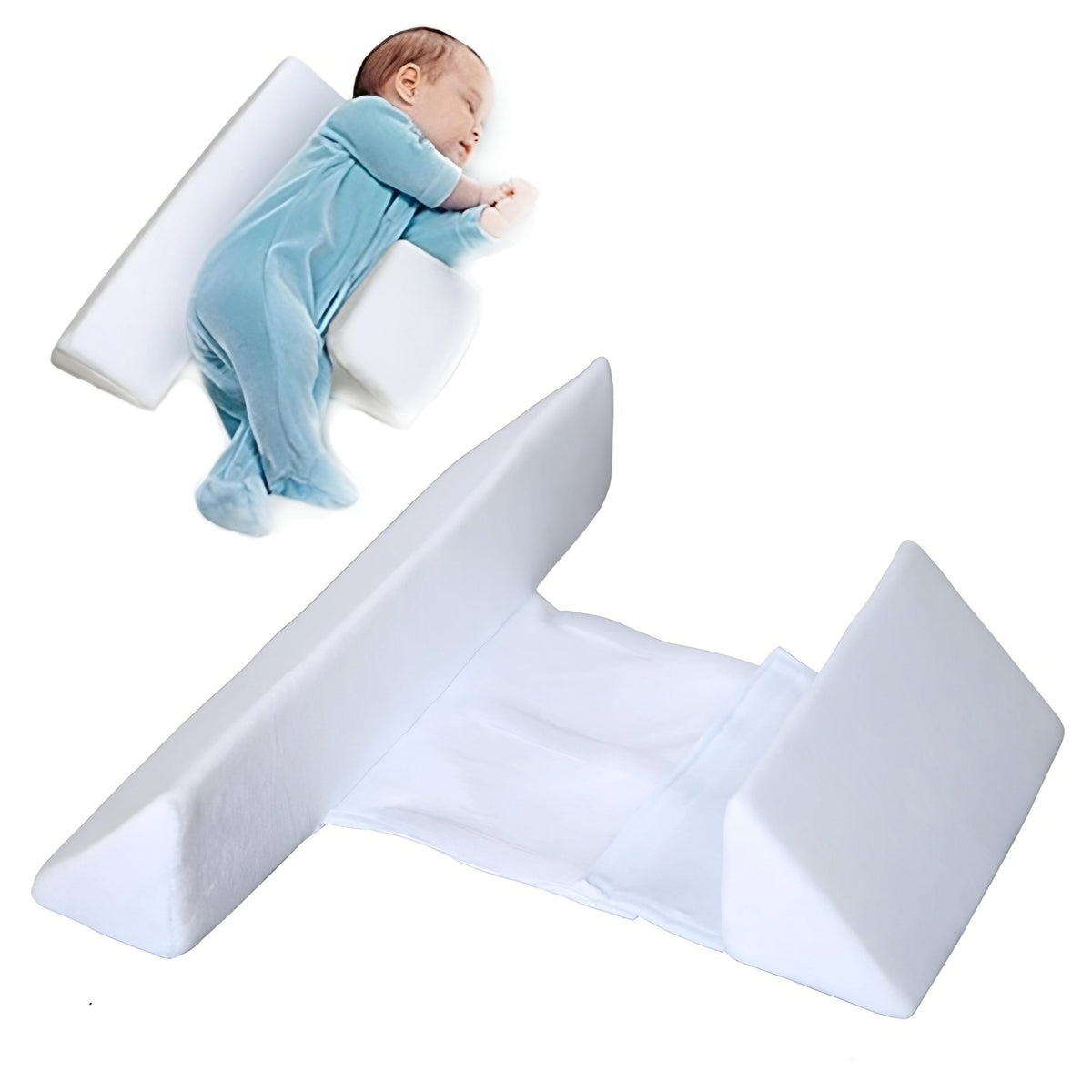 Coussin de positionnement anti-roulement pour bébé, sommeil sur le côté, velours blanc, réglable, amovible et lavable, confort et sommeil sécurisé | Sansoti