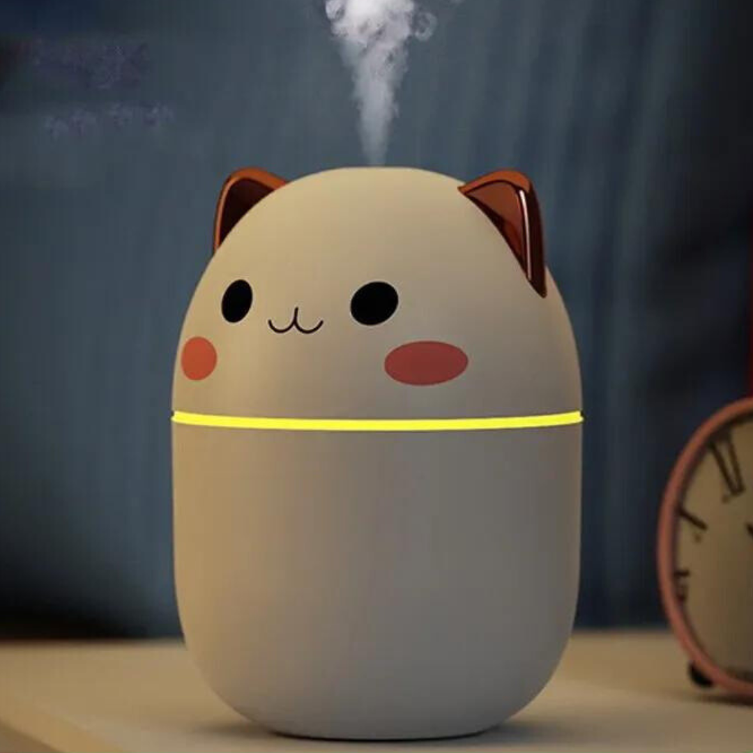 Katten Luchtbevochtiger met LED Nachtlampje – 250ml Bevochtiging voor Slaapkamer Bureau Kinderkamer | Sansoti