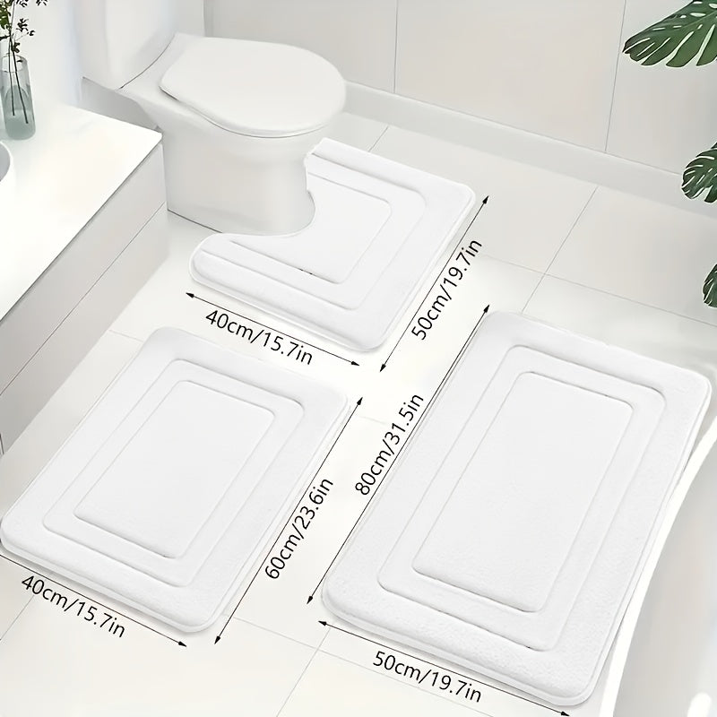 3-Piece Bathroom Mat Set with Non-Slip and Absorbent Surface for Extra Safety | Sansoti