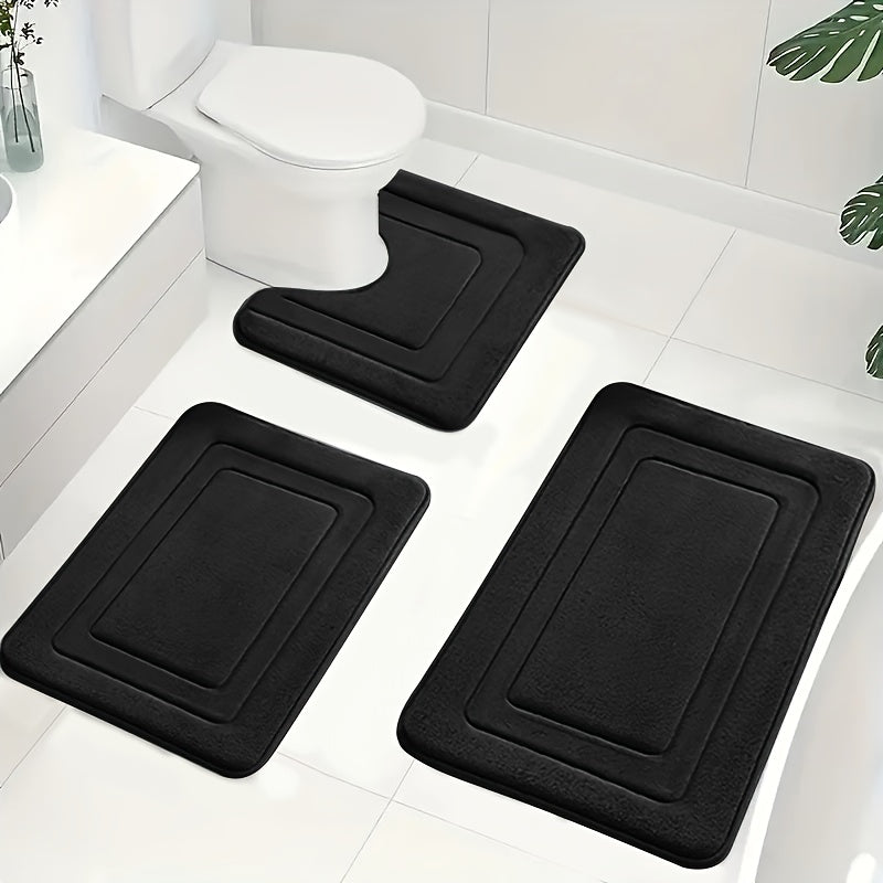 3-Piece Bathroom Mat Set with Non-Slip and Absorbent Surface for Extra Safety | Sansoti