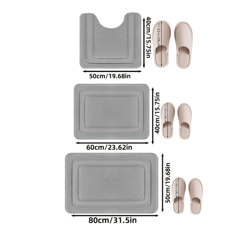 3-Piece Bathroom Mat Set with Non-Slip and Absorbent Surface for Extra Safety | Sansoti