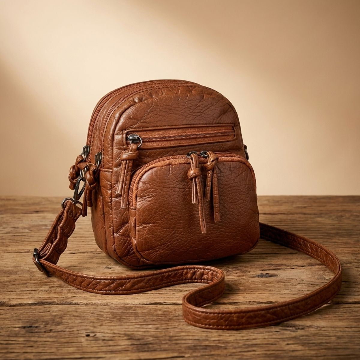 Compacte Schoudertas Dames Leer Elegant Design Bruin Zwart Handtas Crossbody Draagtas Dagelijks Gebruik | Sansoti