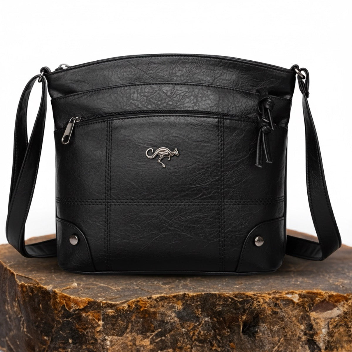 Leren Handtas Full-Grain Leer Bruin Zwart Vintage Patina Schoudertas Dames Dagelijks Gebruik Crossbody | Sansoti