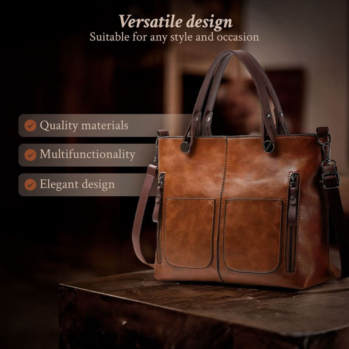 Leren Schoudertas Dames Klassiek Design Magnetische Sluiting Verstelbare Schouderband Elegante Handtas | Sansoti