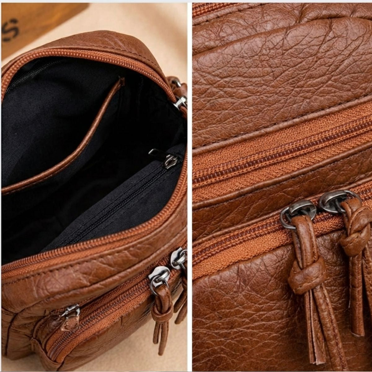 Compacte Schoudertas Dames Leer Elegant Design Bruin Zwart Handtas Crossbody Draagtas Dagelijks Gebruik | Sansoti