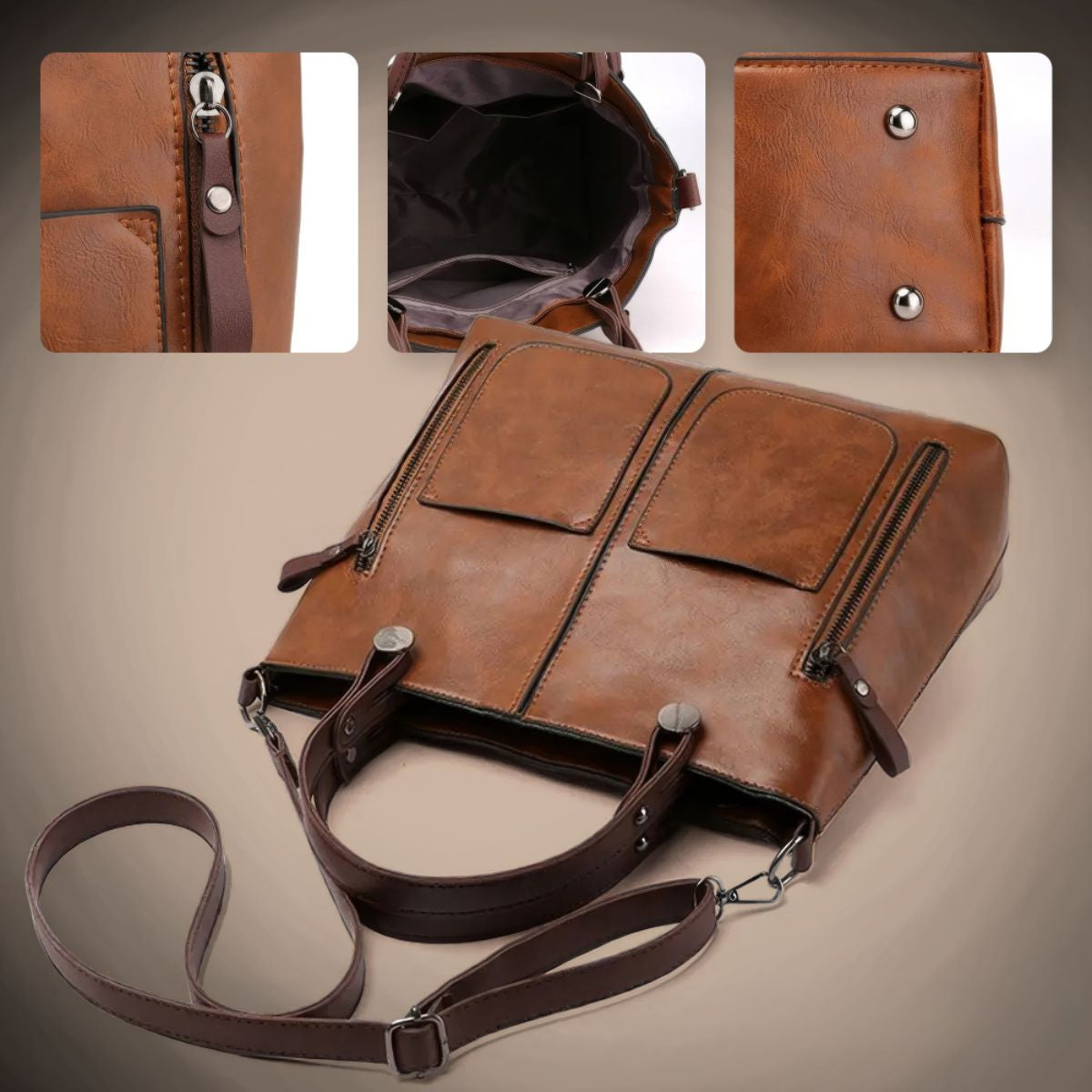 Leren Schoudertas Dames Klassiek Design Magnetische Sluiting Verstelbare Schouderband Elegante Handtas | Sansoti