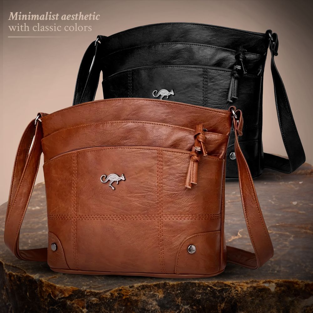 Leren Handtas Full-Grain Leer Bruin Zwart Vintage Patina Schoudertas Dames Dagelijks Gebruik Crossbody | Sansoti