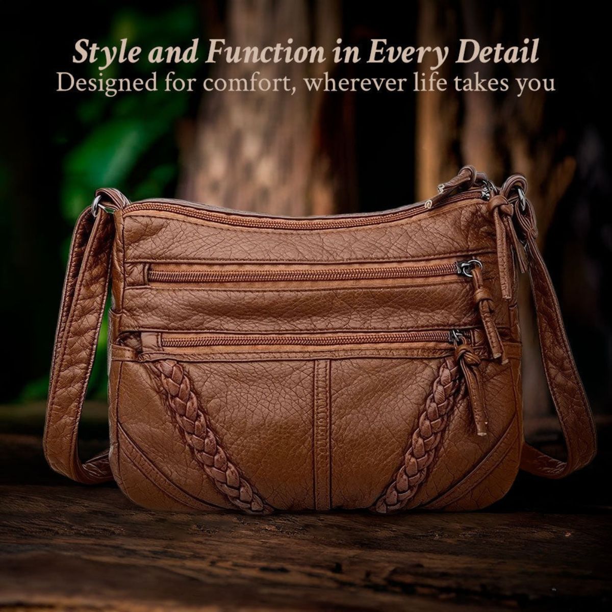 Schoudertas met Verstelbare Riem en Magnetische Sluiting Dames Handtas Crossbody Tas Bruin Zwart Kunstleer | Sansoti