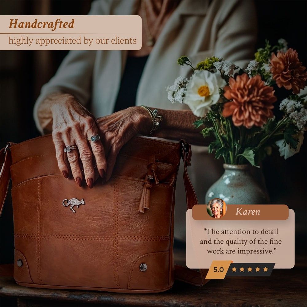 Leren Handtas Full-Grain Leer Bruin Zwart Vintage Patina Schoudertas Dames Dagelijks Gebruik Crossbody | Sansoti