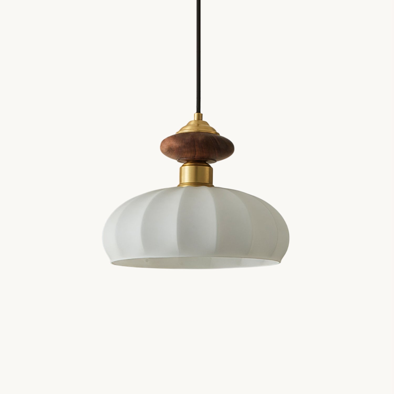 Glazen Hanglamp Bailey met Walnoten Houten Top | Retro Vintage Verlichting Koper Messing | Keukeneiland Eettafel Ontbijthoek | Eetkamer Hanglampen Glas | Skandinavisch Interieur | Sansoti