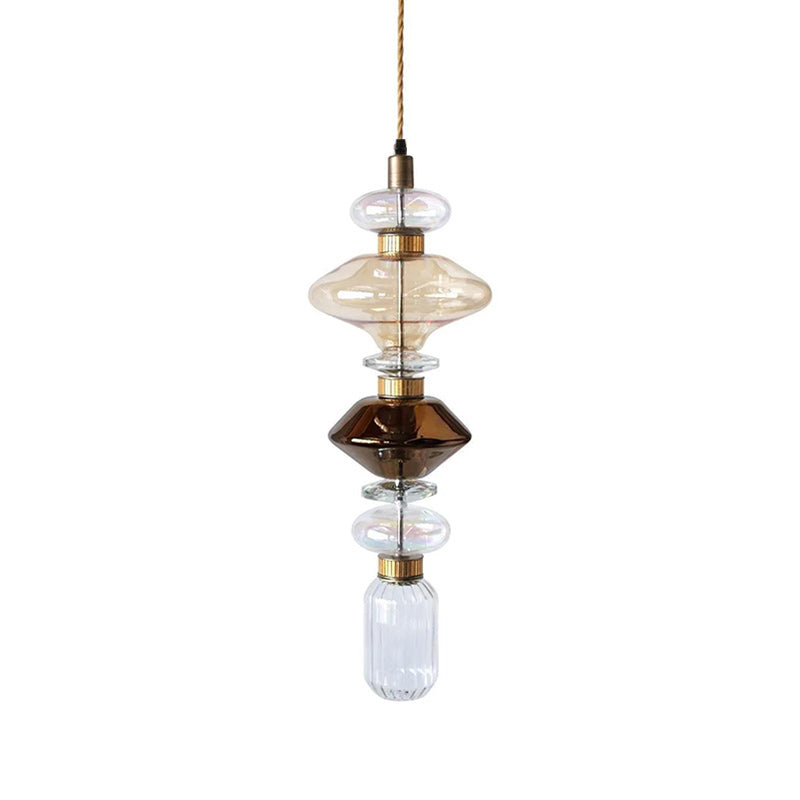 Glazen Hanglamp met Koperen Afwerking en Elegante Bolvorm voor Woonkamer en Eetkamer | Sansoti