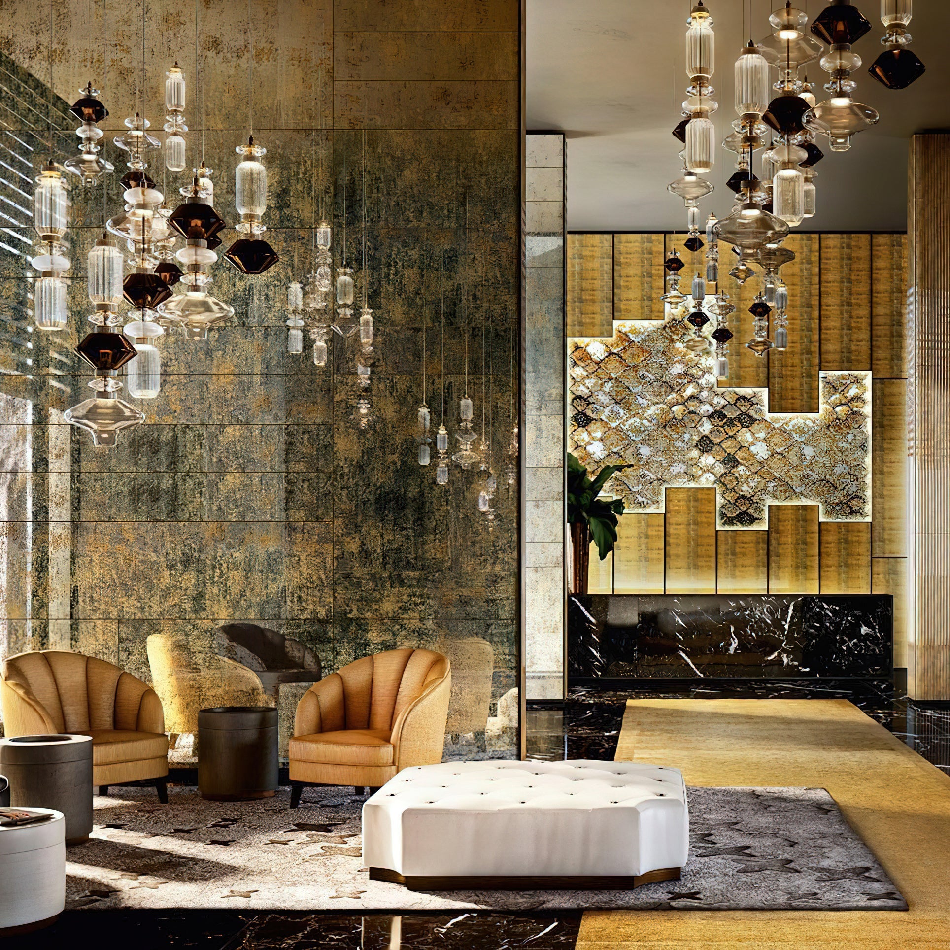 Glazen Hanglamp met Koperen Afwerking en Elegante Bolvorm voor Woonkamer en Eetkamer | Sansoti