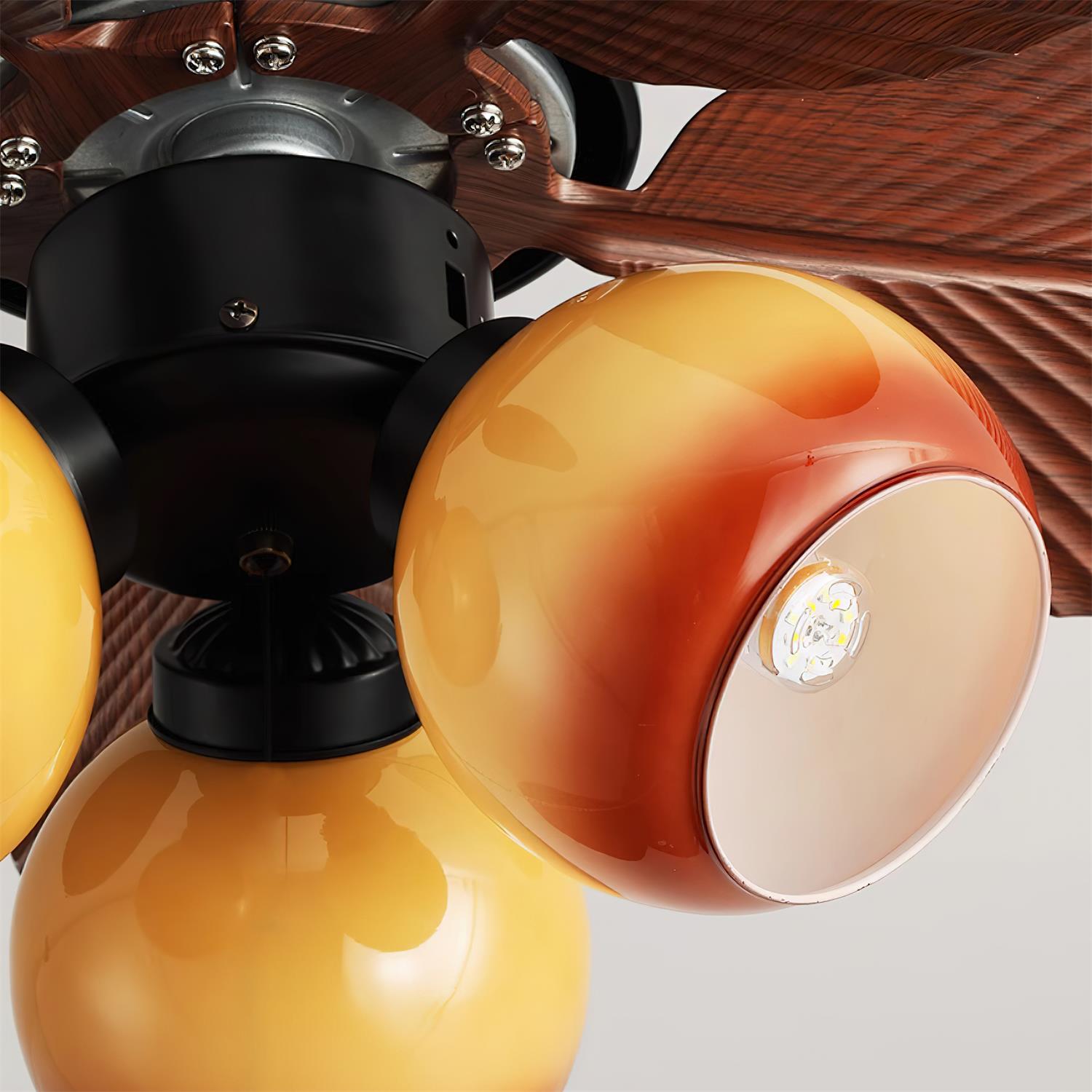 Tropische Plafondventilator met Geïntegreerde Glazen Verlichting – Stilte Motorfunctie & 6 Snelheden | Sansoti