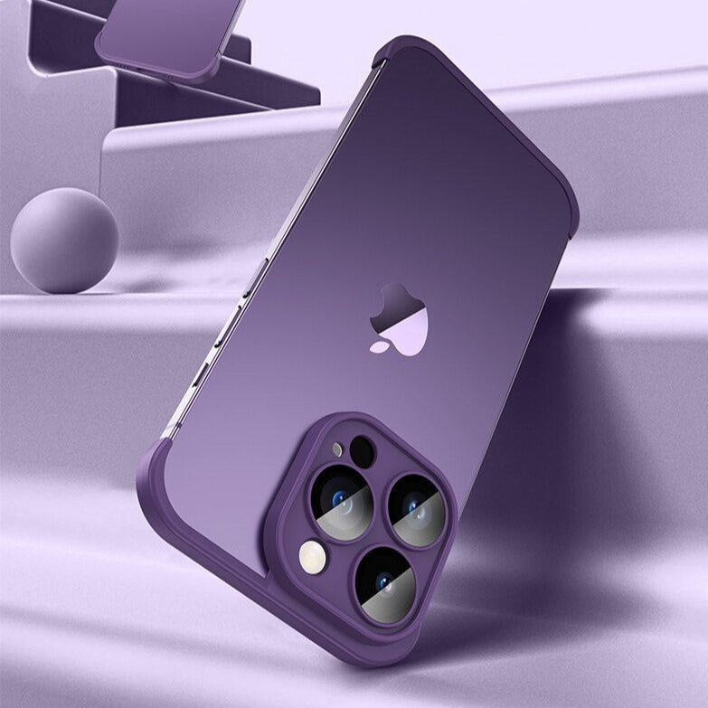 Minimalist iPhone Protective Frames Top Bottom Camera Metal Silicone 6 Colors Wireless Charging Stylish | Sansoti