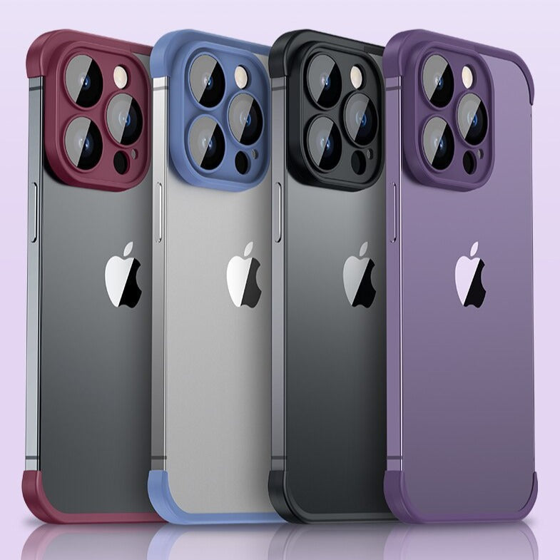 Minimalist iPhone Protective Frames Top Bottom Camera Metal Silicone 6 Colors Wireless Charging Stylish | Sansoti