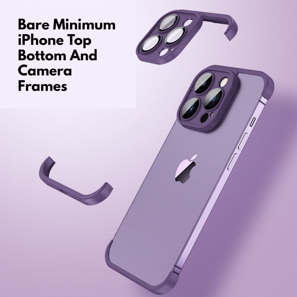 Minimalist iPhone Protective Frames Top Bottom Camera Metal Silicone 6 Colors Wireless Charging Stylish | Sansoti