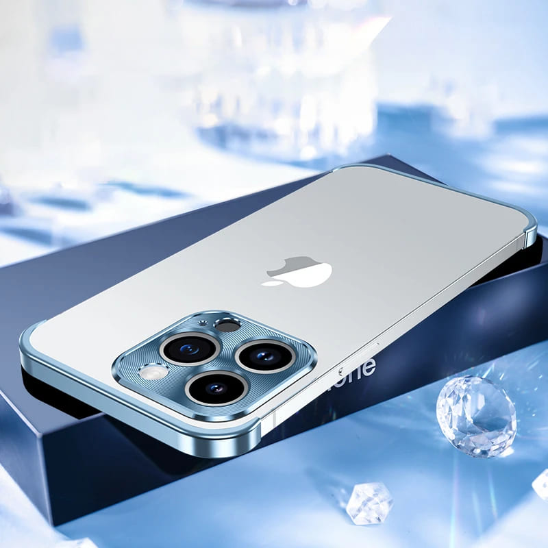Minimalist iPhone Protective Frames Top Bottom Camera Metal Silicone 6 Colors Wireless Charging Stylish | Sansoti