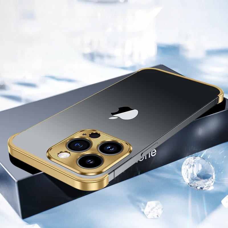 Minimalist iPhone Protective Frames Top Bottom Camera Metal Silicone 6 Colors Wireless Charging Stylish | Sansoti