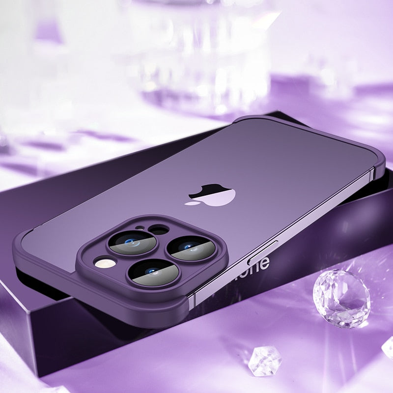 Minimalist iPhone Protective Frames Top Bottom Camera Metal Silicone 6 Colors Wireless Charging Stylish | Sansoti