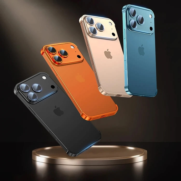 Minimalist iPhone Protective Frames Top Bottom Camera Metal Silicone 6 Colors Wireless Charging Stylish | Sansoti