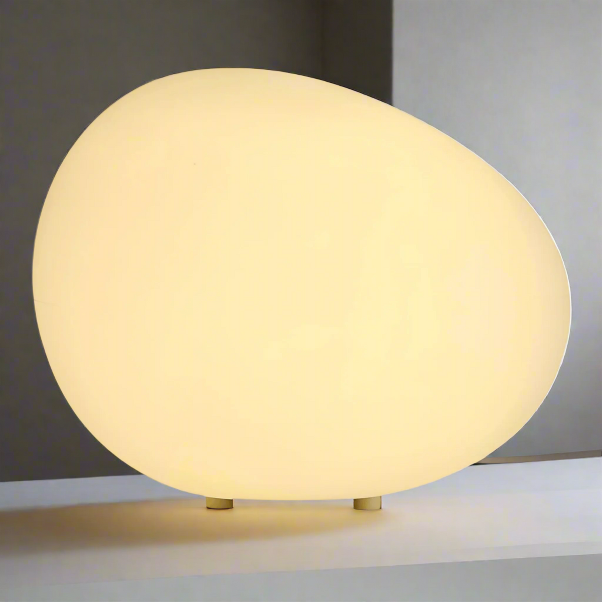 LED Pebble Night Light for Bedside Table – Warm Light Ambient Lamp Bedroom Scandinavian Design Ambient Lighting | Sansoti