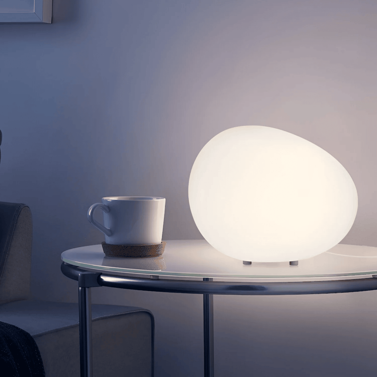LED Pebble Night Light for Bedside Table – Warm Light Ambient Lamp Bedroom Scandinavian Design Ambient Lighting | Sansoti
