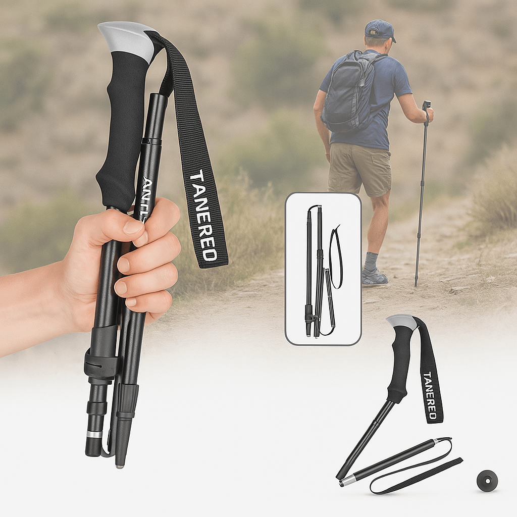 Folding Walking Poles Adjustable 110-135cm Ergonomic Handle Non-Slip Trekking Outdoor Walking Hiking | Sansoti