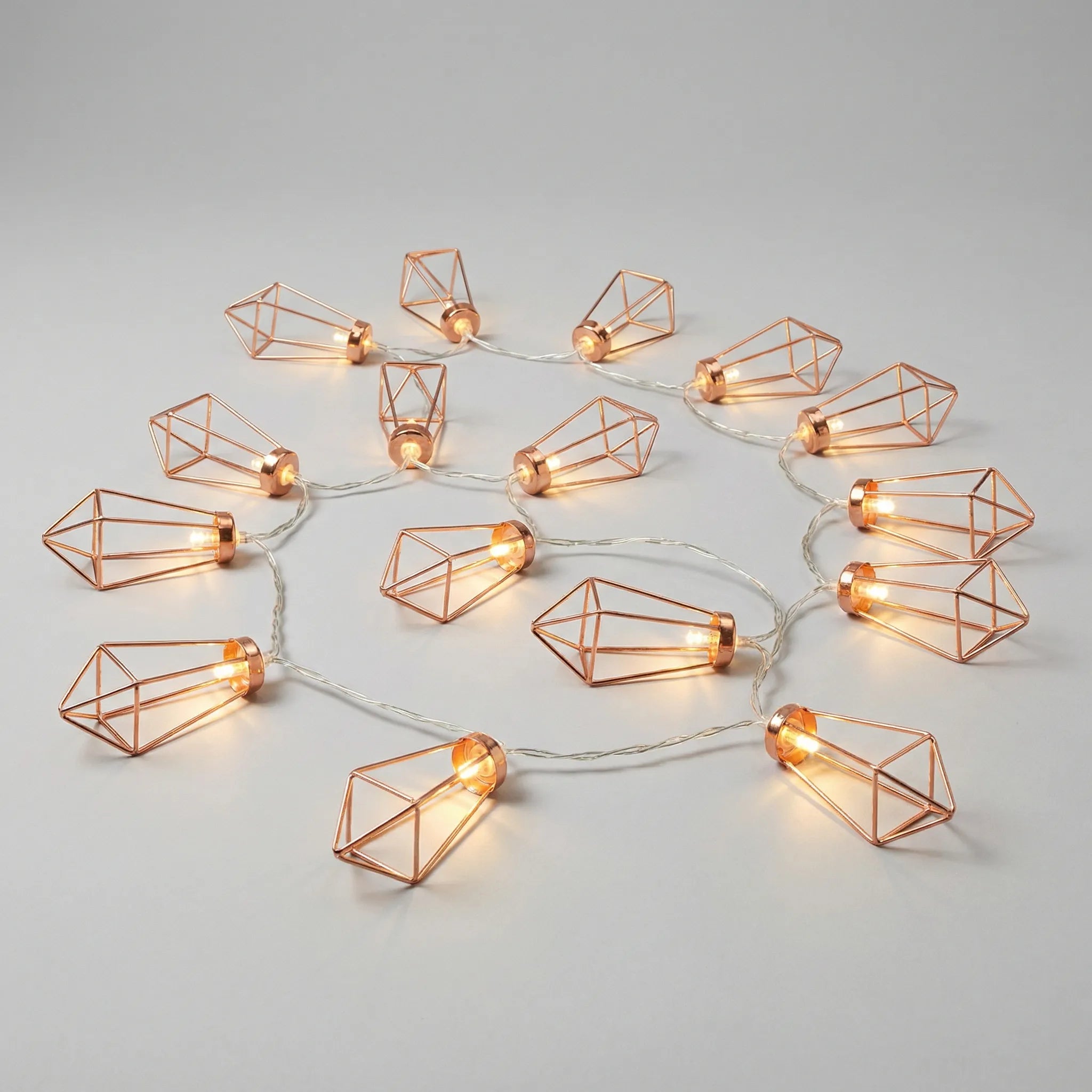 Lichtsnoer Diamant LED Koper Staal Batterij 20 Lampjes Geometrisch Sfeerverlichting Woonkamer Slaapkamer Tuin Feest Decoratie | Sansoti