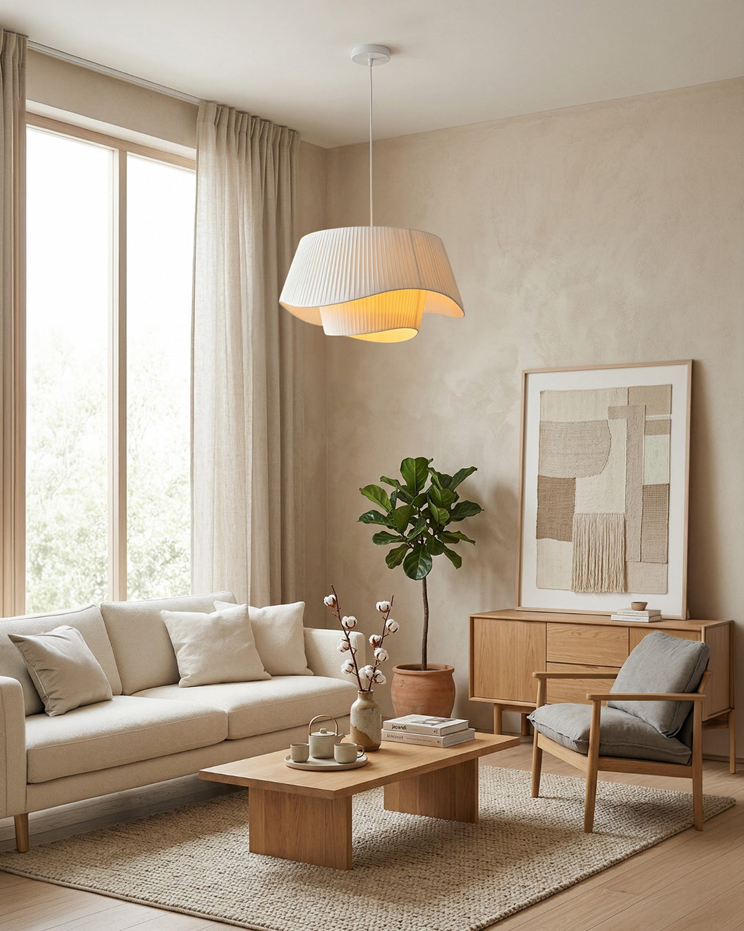 Moderne Tyvek Hanglamp Rond Design Warm Wit Dimbaar Woonkamer Eetkamer Slaapkamer Decoratieve Plafondverlichting | Sansoti