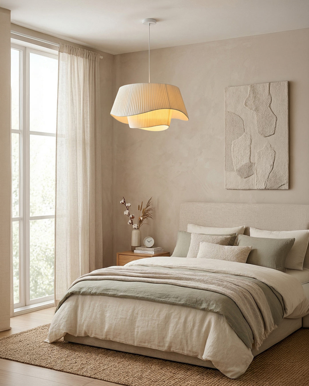 Moderne Tyvek Hanglamp Rond Design Warm Wit Dimbaar Woonkamer Eetkamer Slaapkamer Decoratieve Plafondverlichting | Sansoti