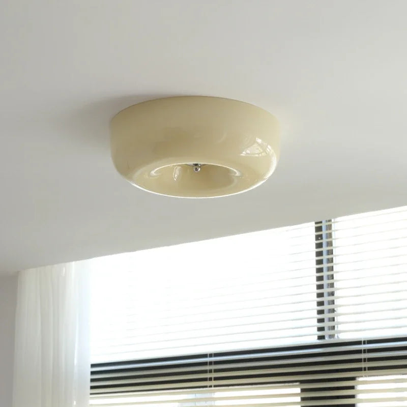 Glas-Deckenleuchte im Bauhaus-Stil, elfenbeinweiß, minimalistisches Design, Schlafzimmer, Küche, Deckenbeleuchtung | Sansoti