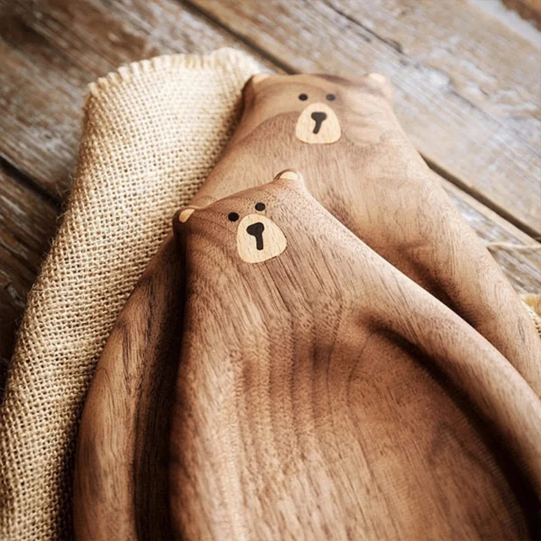 Wooden Serving Board Bear Shape Tapas Board Food-Safe Wood Kitchen Decor Snack Board Cutting Board Presentation | Sansoti