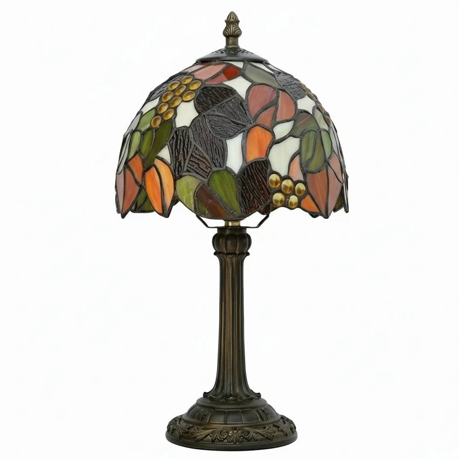Vintage Stained Glass Table Lamp E27 Resin Shade Desk Lamp Bedside Table Reading Lamp Ambient Lighting Living Room | Sansoti
