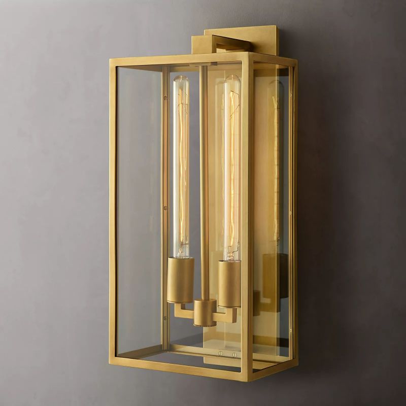 Applique murale industrielle en acier et verre, 18-28cm, lanterne vintage, noir, laiton, étain, éclairage rétro, salon, chambre | Sansoti