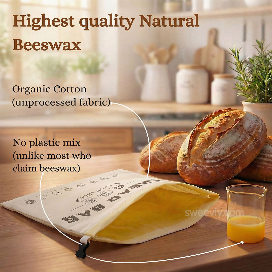 Herbruikbare Broodbuidel met 100% Biologisch Bijenwas – Duurzame Bewaarzak van Bio-Katoen | Sansoti