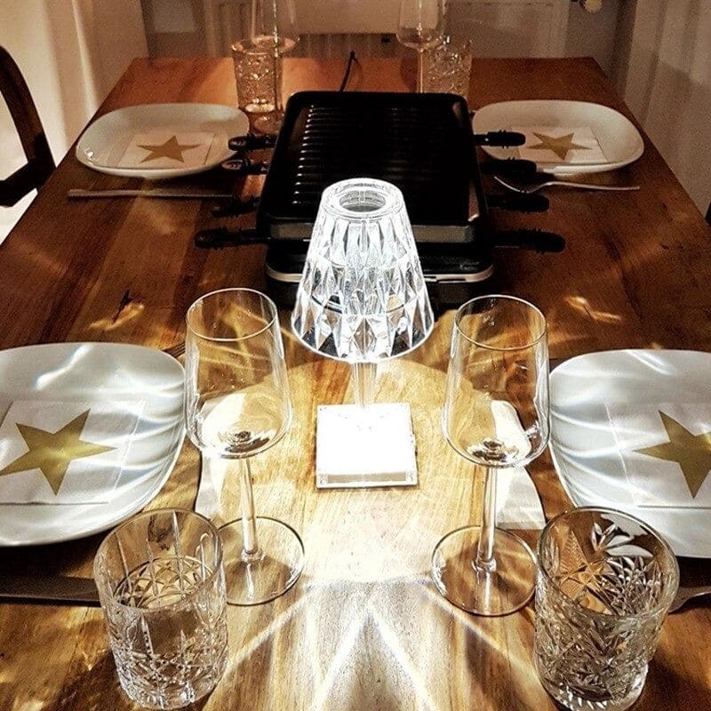 Lampe de table Cristal Dimmable Toucher 3 niveaux Rechargeable Design | Restfield