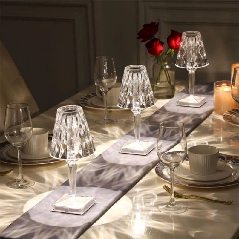 Lampe de table Cristal Dimmable Toucher 3 niveaux Rechargeable Design | Restfield