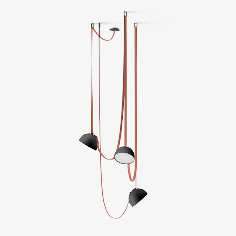 Moderne Pendelleuchte mit verstellbaren Riemen, LED, Schwarz-Orange, 1, 3 oder 5 Lichtquellen, Glaskugel, Esszimmer, Wohnzimmer | Sansoti