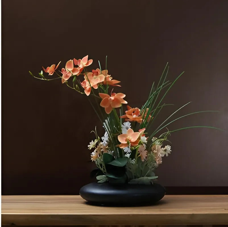 Keramische Duif Vaas met Orchidee Kunstbloemen 30cm Decoratief Woonkamer Tafel Interieur Bloemstuk Wit | Sansoti