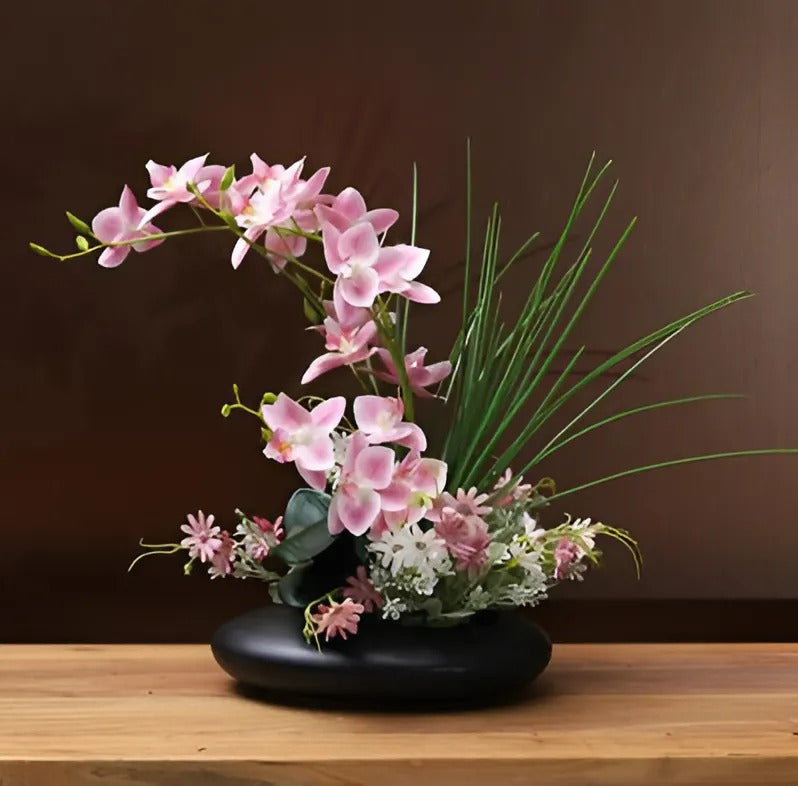 Keramische Duif Vaas met Orchidee Kunstbloemen 30cm Decoratief Woonkamer Tafel Interieur Bloemstuk Wit | Sansoti