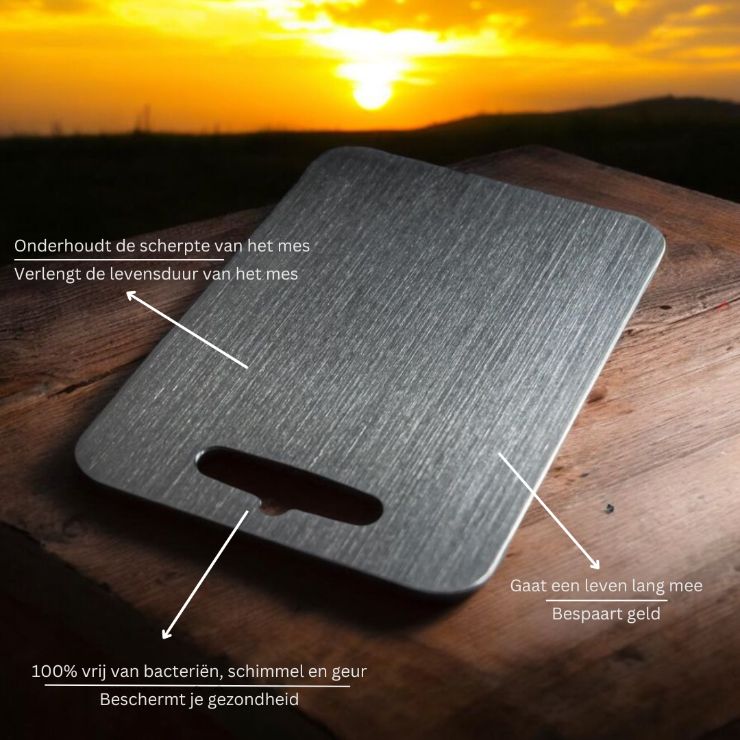 Metalen Snijplank Antibacterieel – Krasvast en Hygiënisch – 20x29 t/m 30x46 cm | Sansoti
