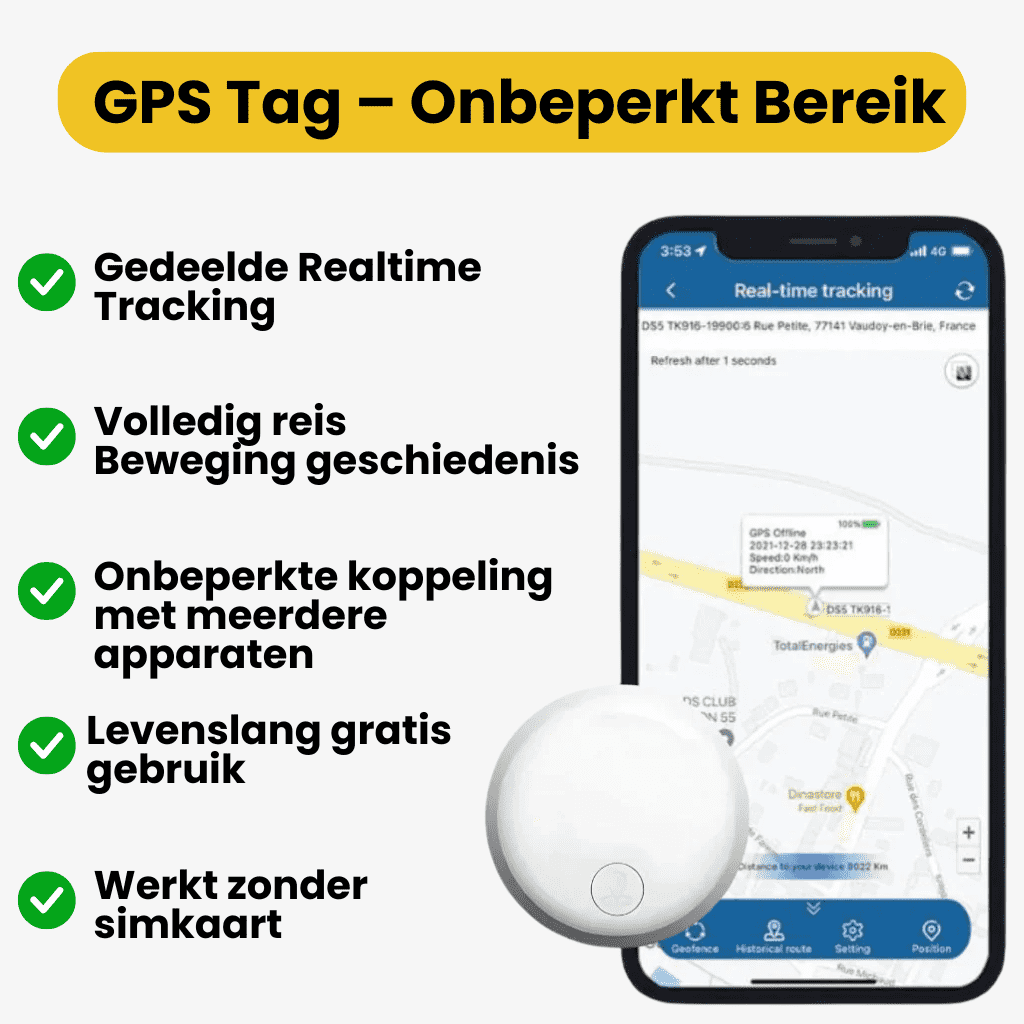 GPS-tracker voor Fiets Realtime Locatiebepaling zonder Abonnement | Sansoti