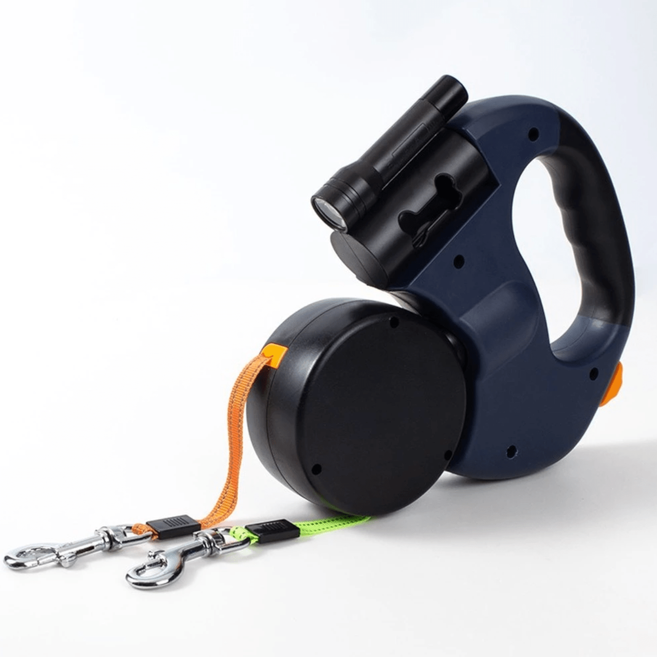 Intrekbare Dubbele Hondenriem met Zaklamp 4 Meter Ontwarringsmechanisme voor Twee Honden Hondenuitlaatriem | Sansoti