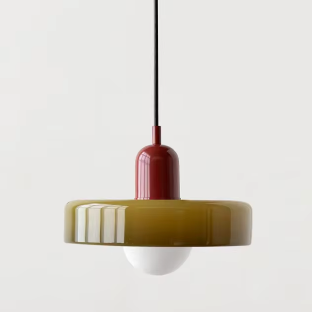 Glazen Hanglamp met Dubbele Kleurkap – Moderne Bauhaus-Stijl Verlichting voor Woon- en Eetkamer | Sansoti