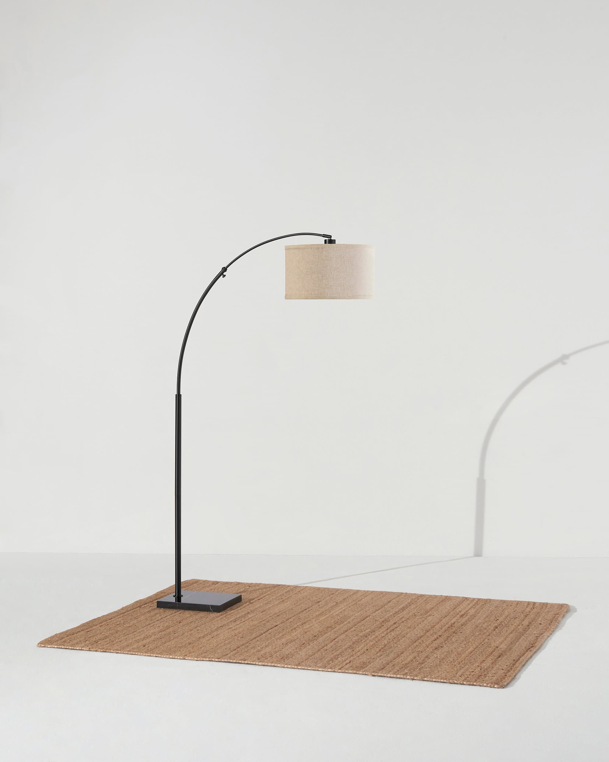 Bogenleuchte Stehleuchte Mit Marmorfuß Messing Schwarz 193cm Modern LED | Restfield