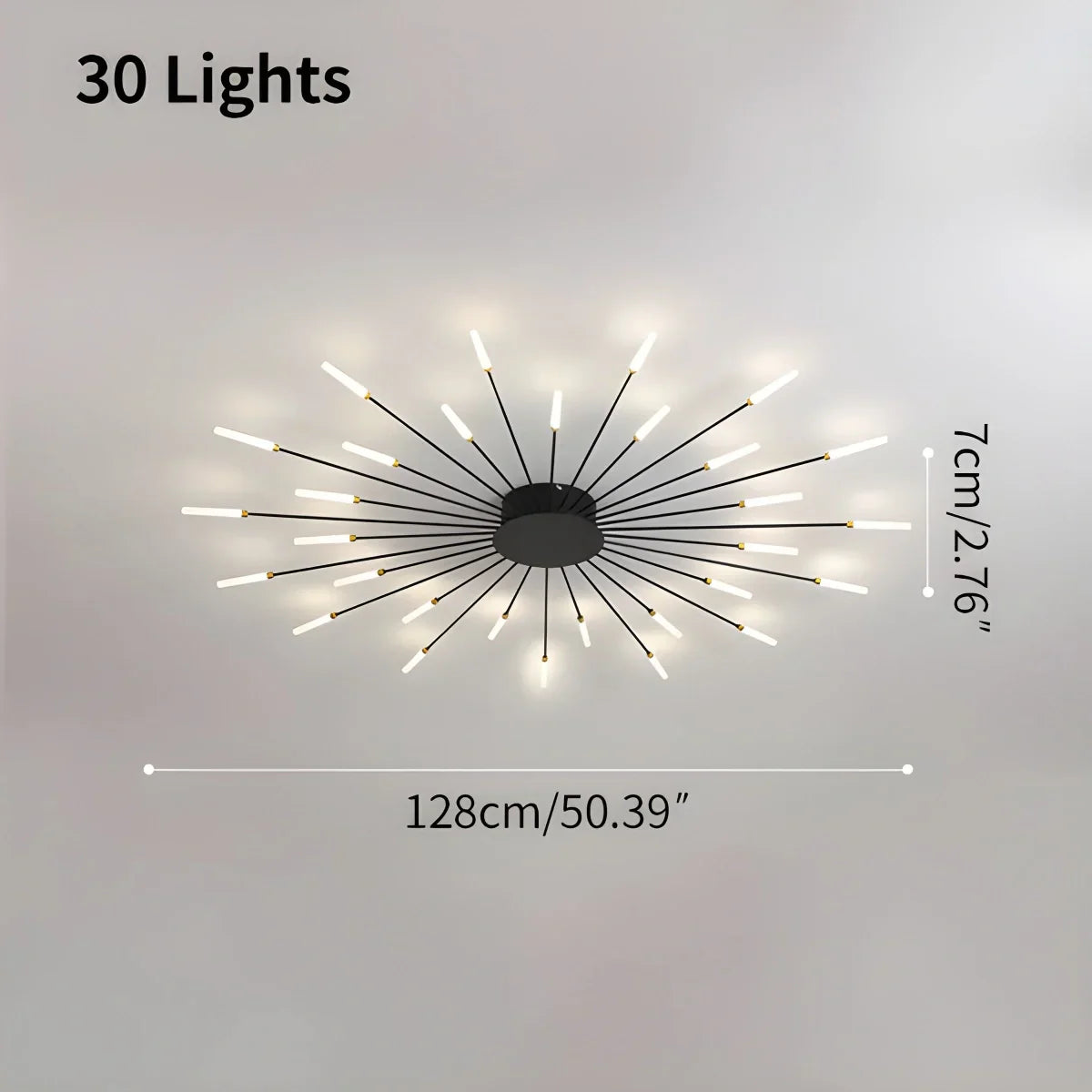 LED Plafondlamp Metaal 20-42 Lichtpunten Zwart Goud Woonkamer Eetkamer Stervorm Design Dimbaar Moderne Verlichting Grote Ruimtes | Sansoti
