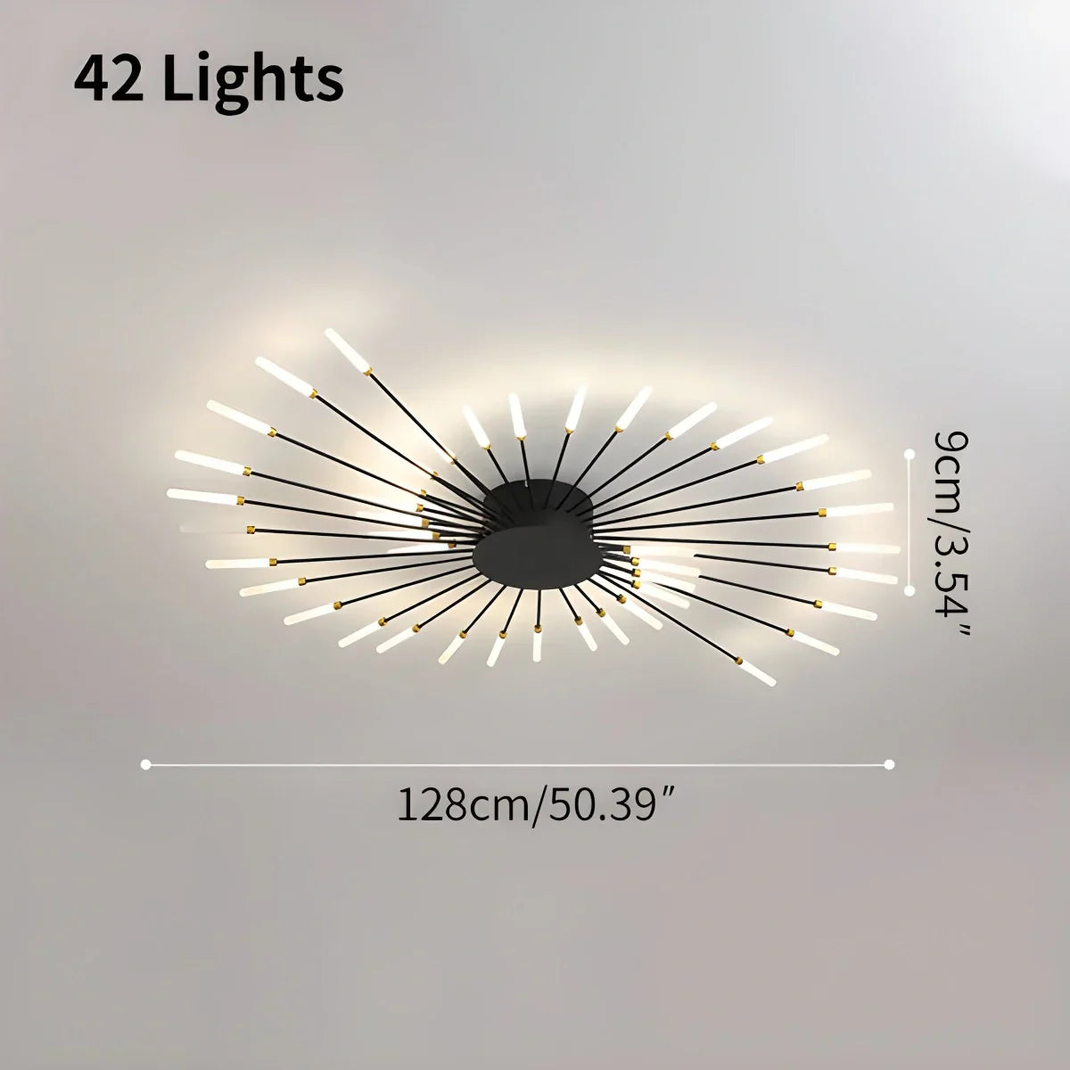 LED Plafondlamp Metaal 20-42 Lichtpunten Zwart Goud Woonkamer Eetkamer Stervorm Design Dimbaar Moderne Verlichting Grote Ruimtes | Sansoti