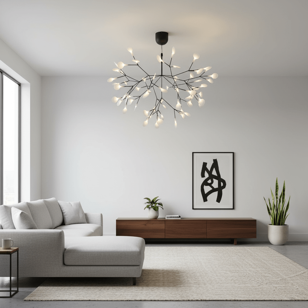 LED Kroonluchter Zwart met Acryl Lichtpunten – 30 tot 135 Lampjes voor Eetkamer en Hal | Sansoti