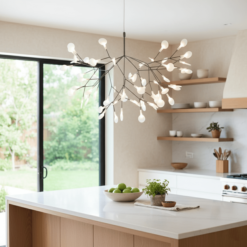 LED Kroonluchter Zwart met Acryl Lichtpunten – 30 tot 135 Lampjes voor Eetkamer en Hal | Sansoti