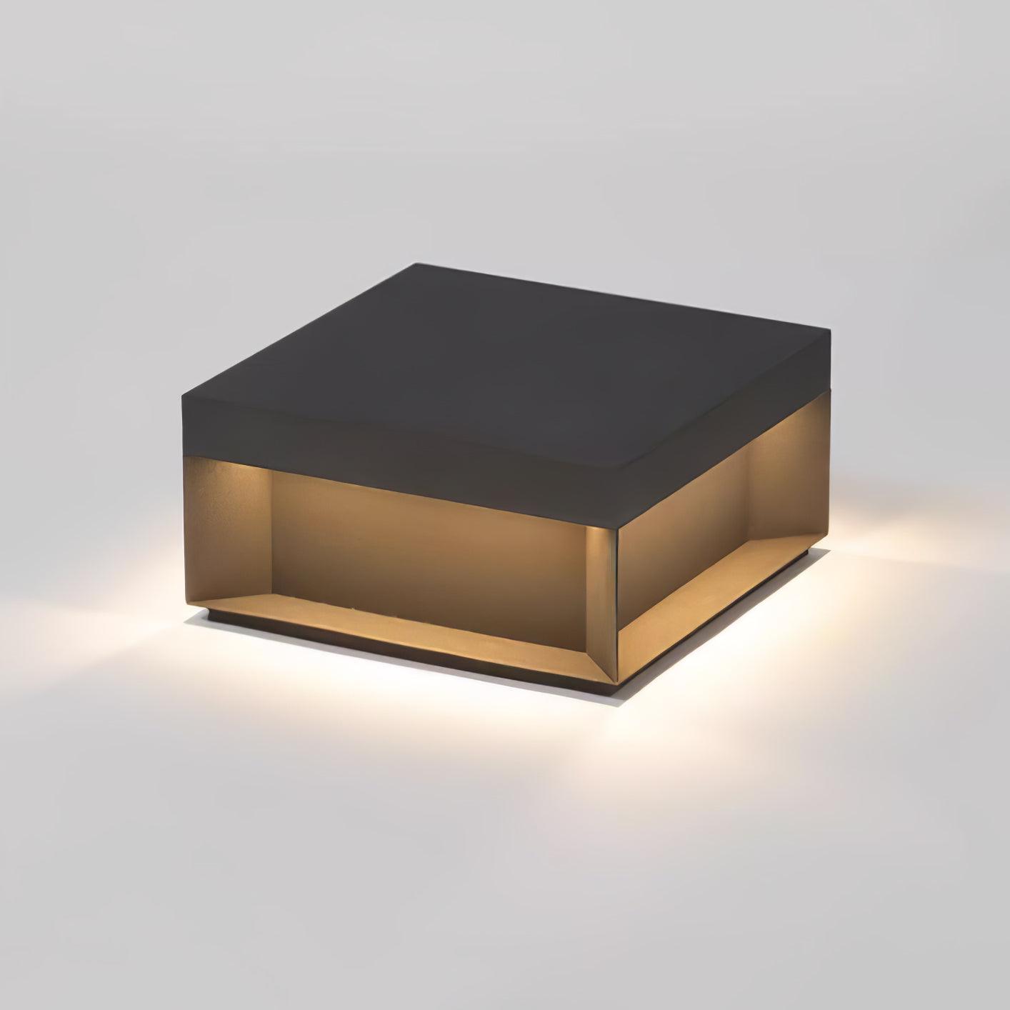 Buiten Tuinlamp Vierkant — Waterdicht IP65 Sokkel Verlichting Zwart Metaal & Matglas — 20×20×10 cm / 30×30×15 cm / 40×40×20 cm / 50×50×35 cm — Solarpaneel of Netaansluiting — 3000K/4000K/6000K — Oprit, Terras, Pad & Hek | Sansoti